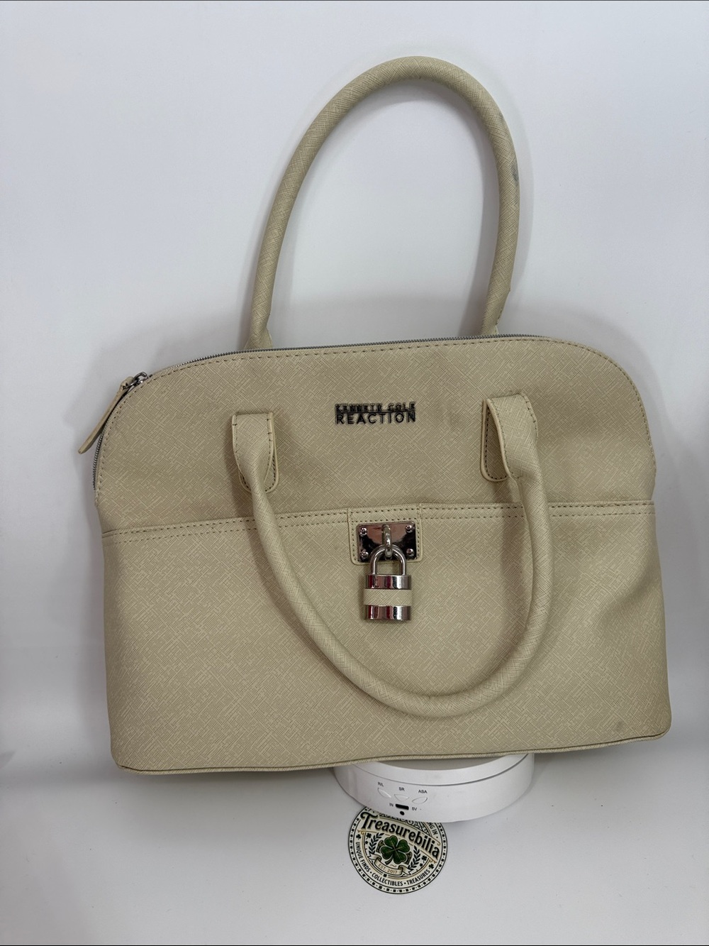 Kenneth Cole Reaction Cream Dome Satchel with Padlock Detail